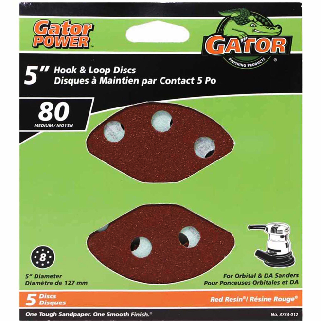 RUST-OLEUM 8 HOLES SANDING DISK ALUM.OXIDE RED 5"x80GTxPK5