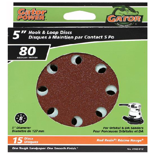 RUST-OLEUM 8 HOLES SANDING DISK ALUM.OXIDE RED 5"x80GTxPK15