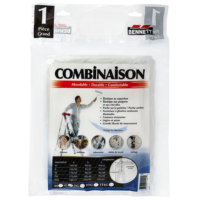 BENNETT COVERALLS WHT LARGE