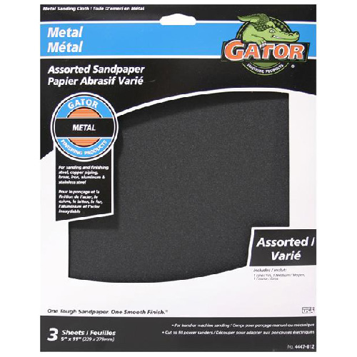 GATOR ASSORTED SANDING CLOTH EMERY BLACK 9x11"x3PK 150GT