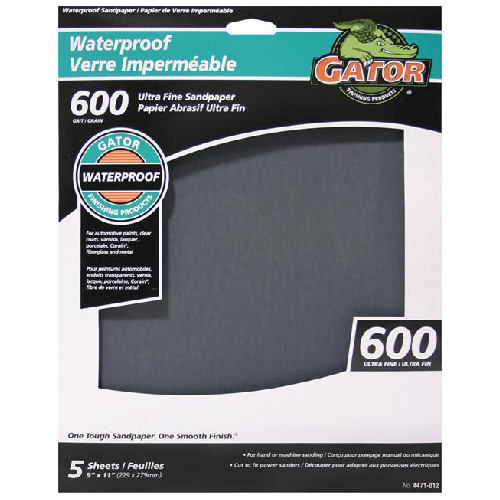 RUST-OLEUM WATERPROOF SANDPAPER S/C BLACK 9x11"xPK5xGT600