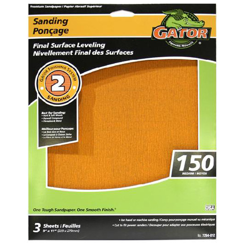 RUST-OLEUM PREMIUM SANDPAPER ALUM.OXIDE ORANGE 9x11"xPK3xGT150