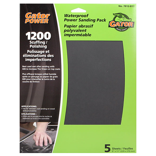 GATOR WATERPROOF SANDPAPER CARBON SILIC BLACK 1200GTx9x11"xPK5