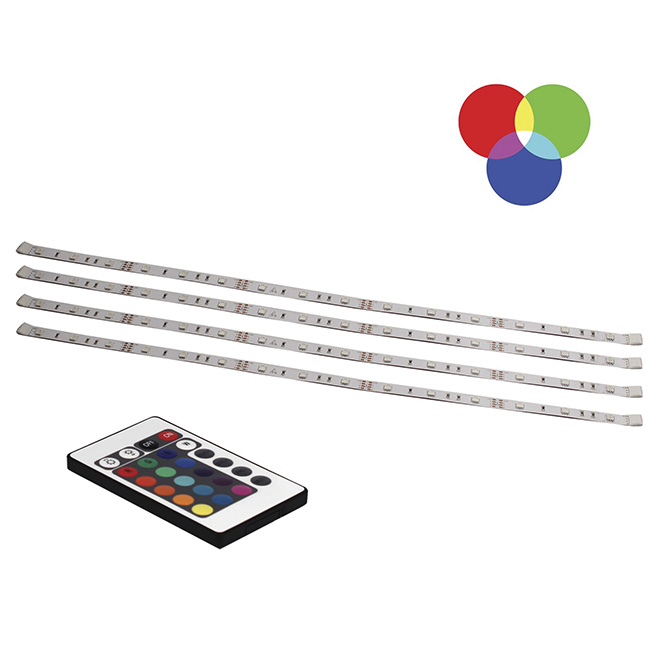 JIB DIMMABLE LED STRIPS RGB REMOTE CTRL WHITE 60CM 4PK