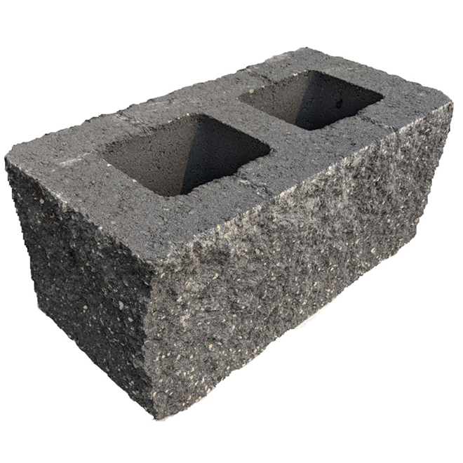 VALLEYSTONE CONCRETE BLOCK CONCRETE EBONY 8"x18"x8"